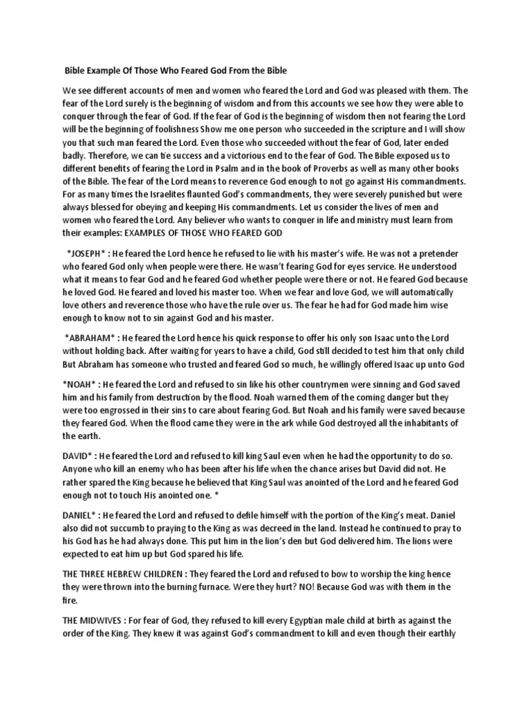 Examples of People in The Bible Who Feared The Lord | PDF