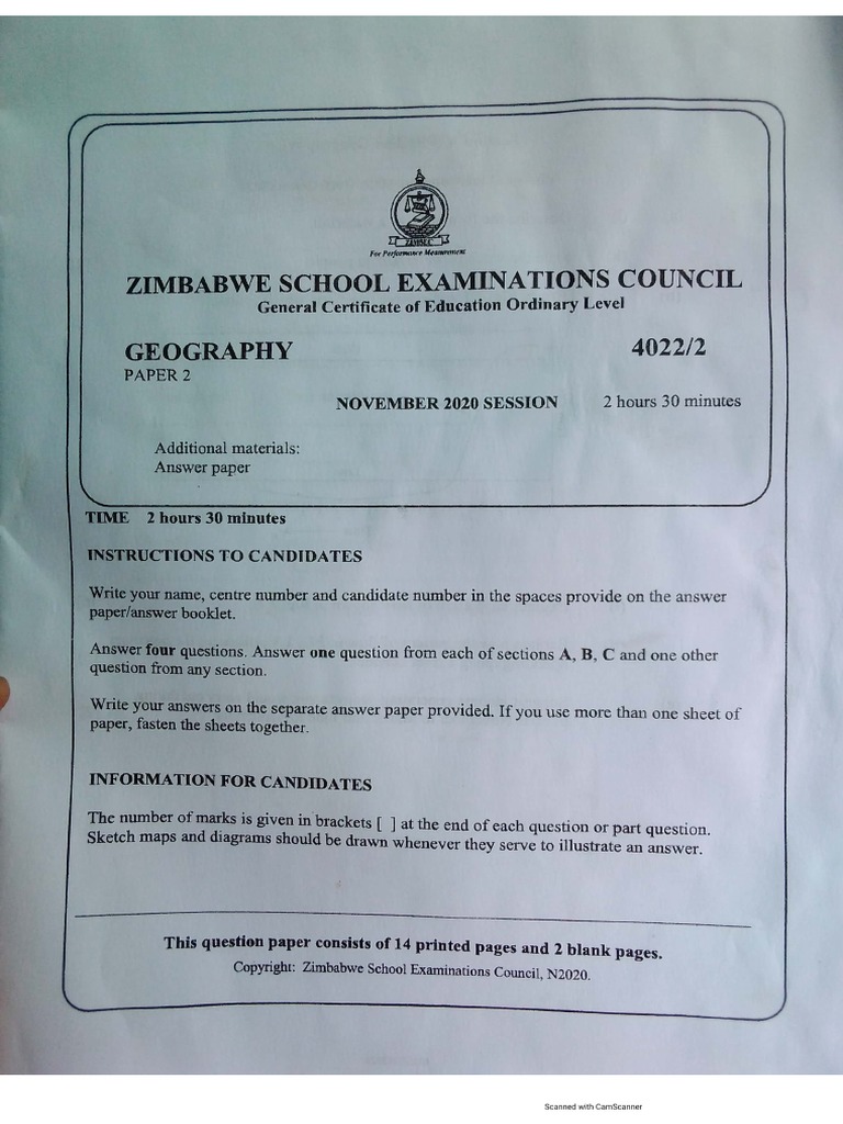 Geography O Level Question Paper 2 November 2020 | PDF
