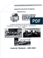 Plan de Trabajo 2020 Municipalidad Provincial de Hualgayoc