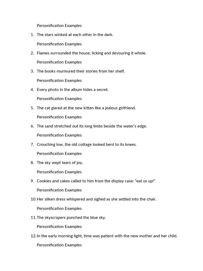 Personification Examples | PDF