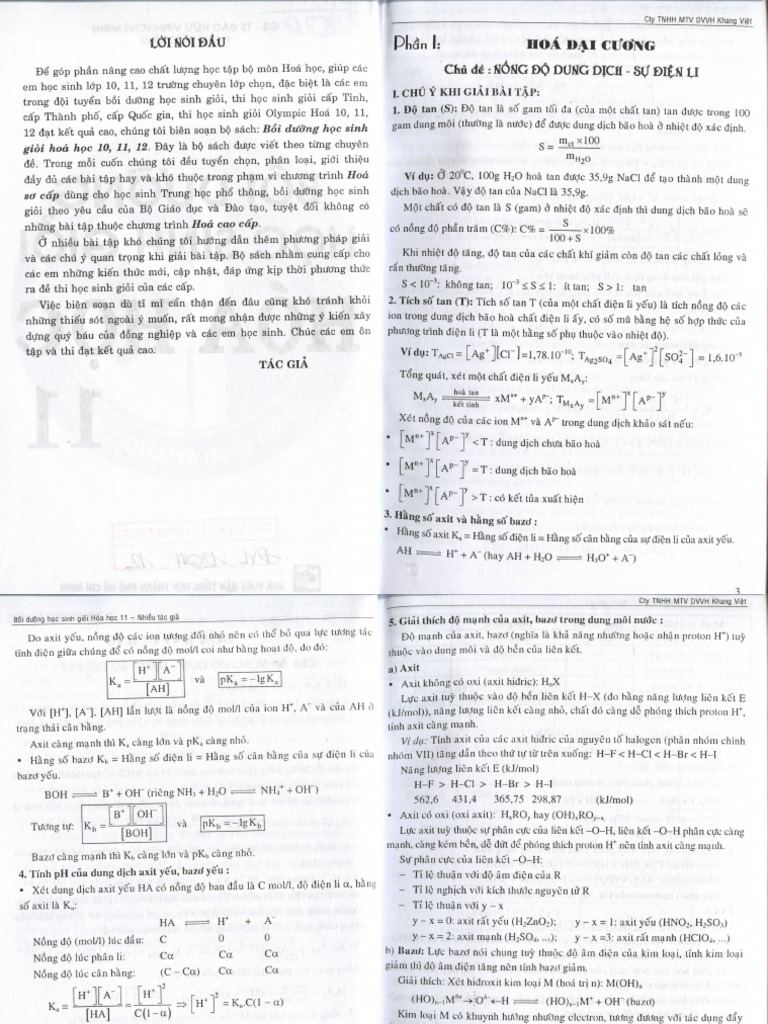 Các chuyên đề bồi dưỡng học sinh giỏi Hóa học 11 PDF | PDF