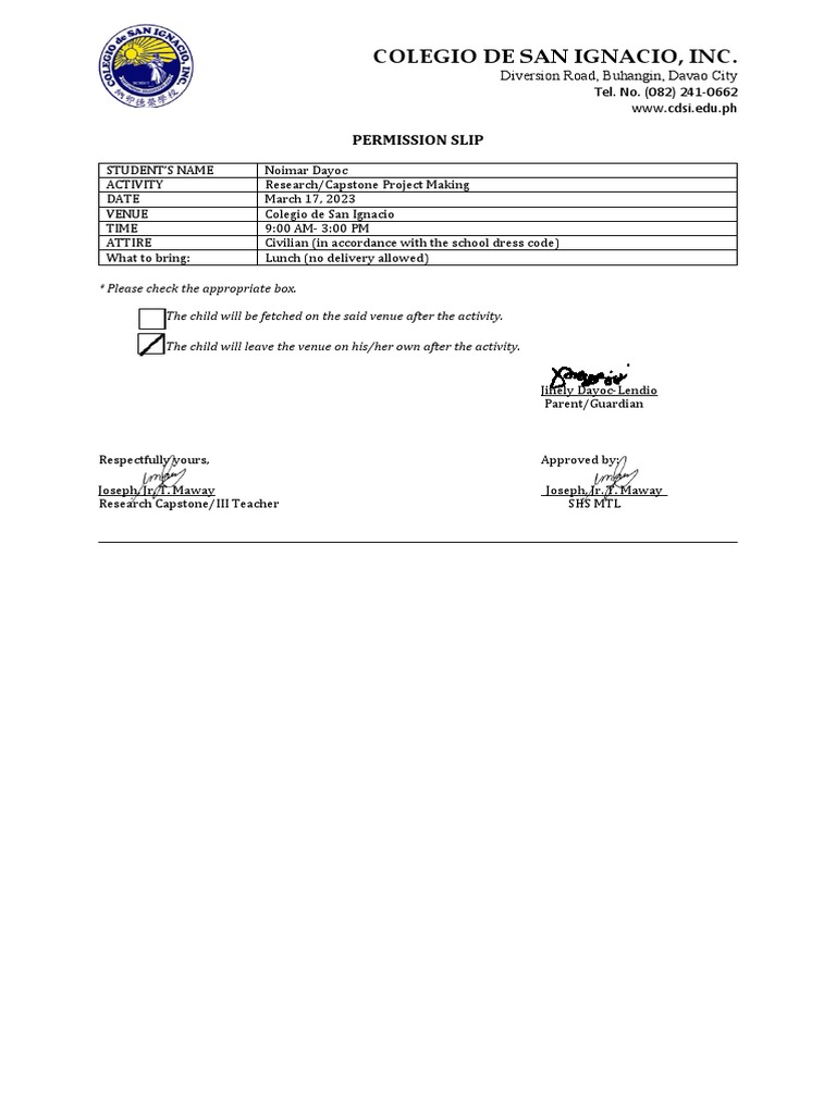 Permission Slip | PDF