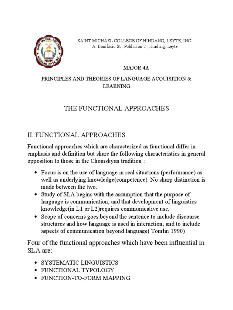 Functional Approach Written Report | PDF