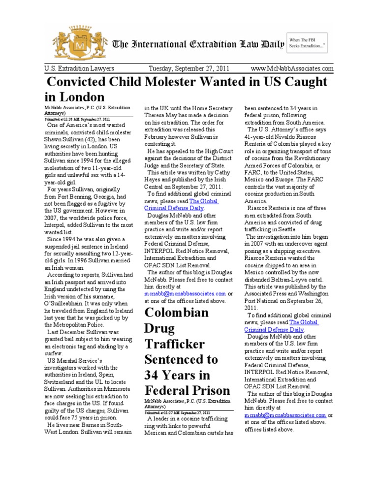 U.S. Extradition Case: Child Molester Caught | PDF | Crime & Violence ...