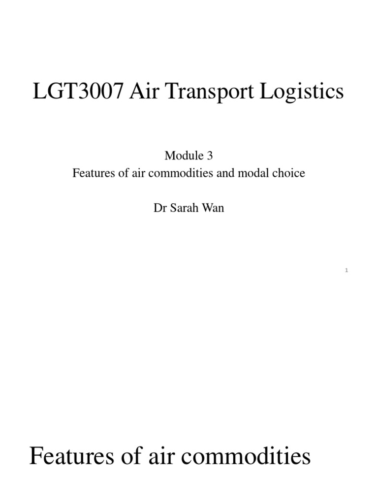 Lecture 03 Air Commodities and Modal Choice PDF