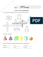 Atividade 6º Ano Sólidos Geométricos