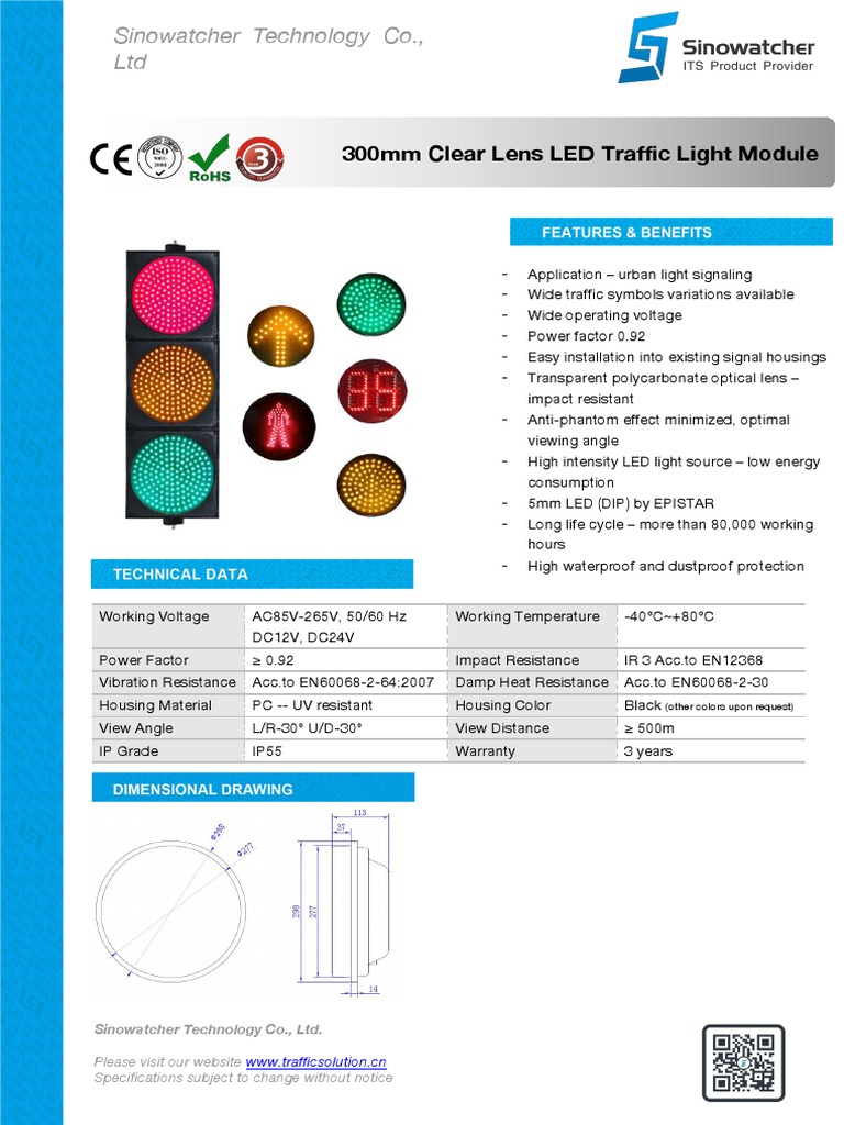 300mm Clear Lens LED Traffic Light Module | PDF