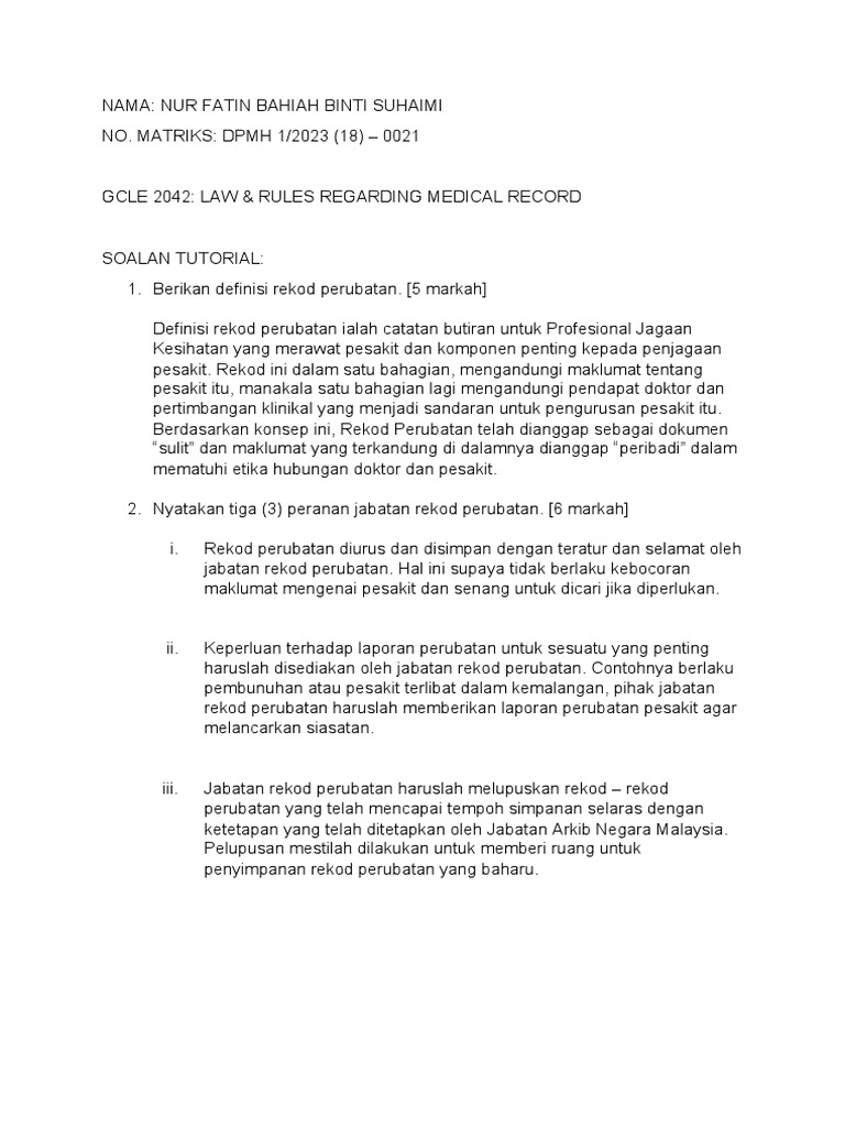 Laws and Rules Regarding Medical Record PDF