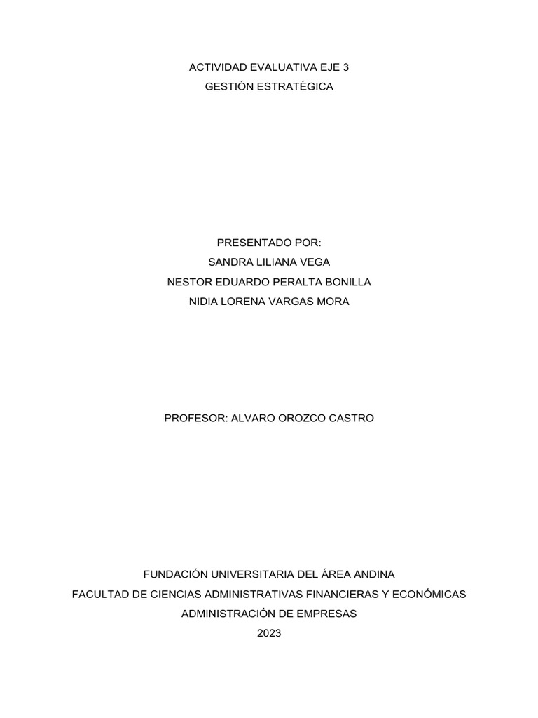 Actividad Evaluativa Eje 3 Gestión Estratégica | PDF