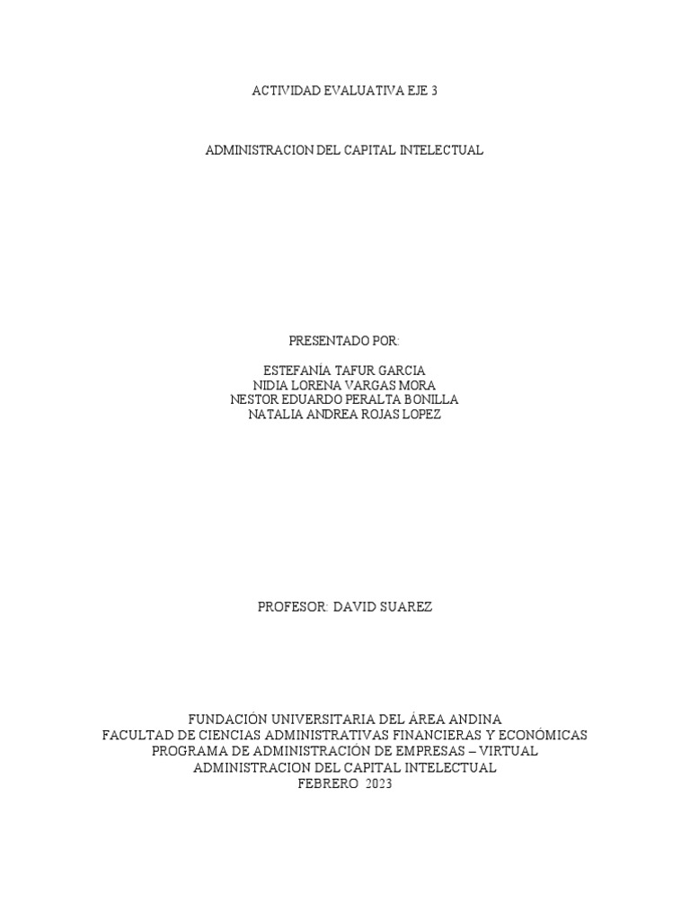 Actividad Eje 3 Admin de Capital | PDF