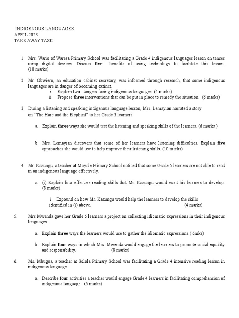 Indigenous Languages | PDF
