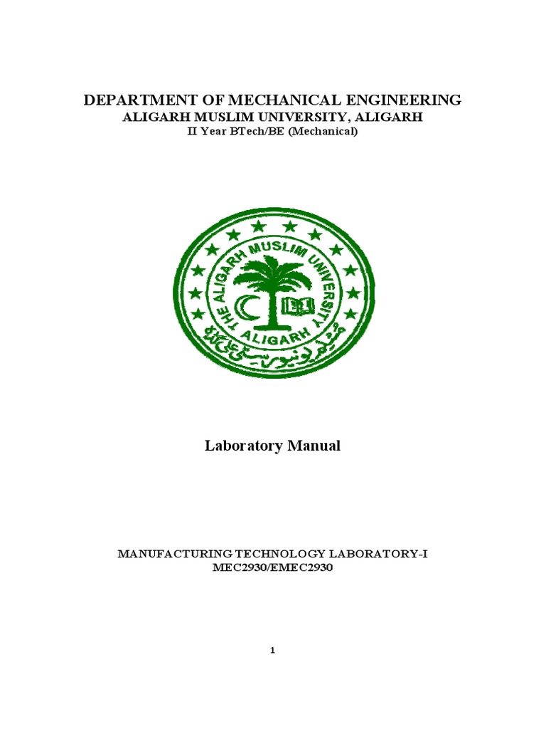 Manufacturing Lab Manual PDF