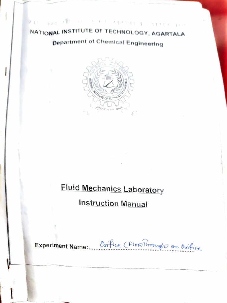 Flow Through Orifice Fluid Mechanics Laboratory | PDF | Manufactured ...