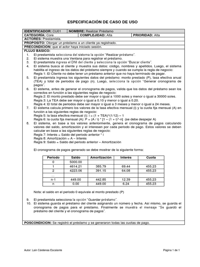 CU01 - Realizar Prestamo | PDF