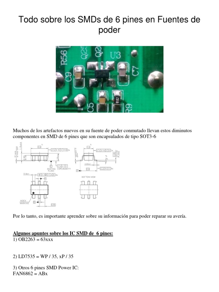 Todo Sobre Los SMDs de 6 Pines en Fuentes de Poder | PDF