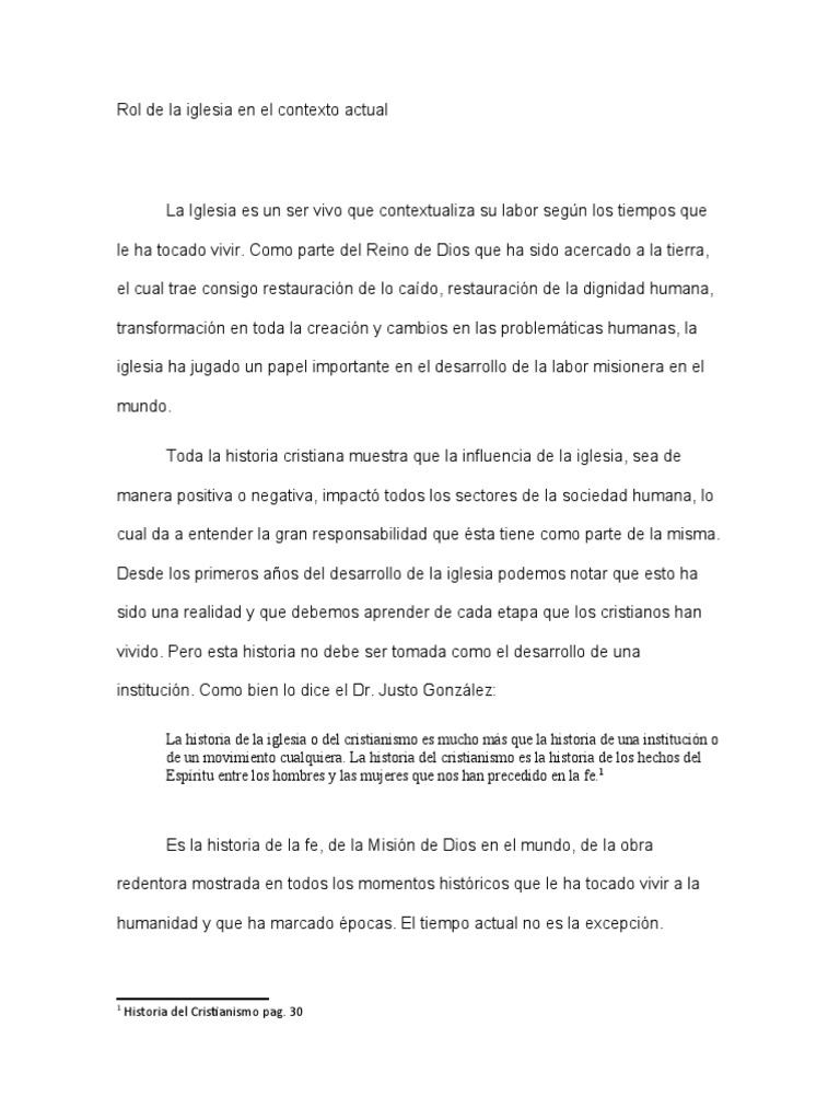 Rol actual de la iglesia en crisis | PDF
