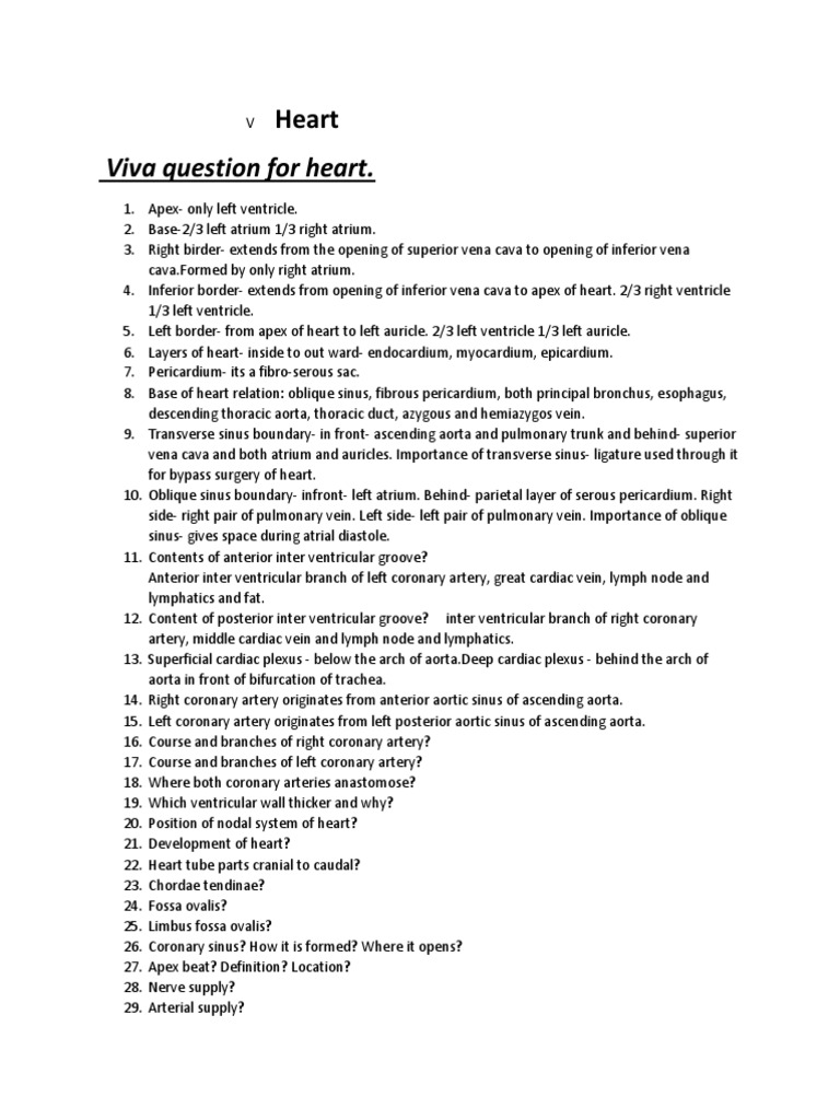 Heart Anatomy and Viva Questions | PDF | Travel | Art