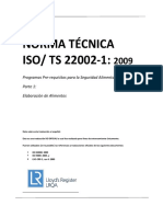 ISO-TS 22002-1-2009, Programas Pre-requisitos para la Seguridad Alimentaria