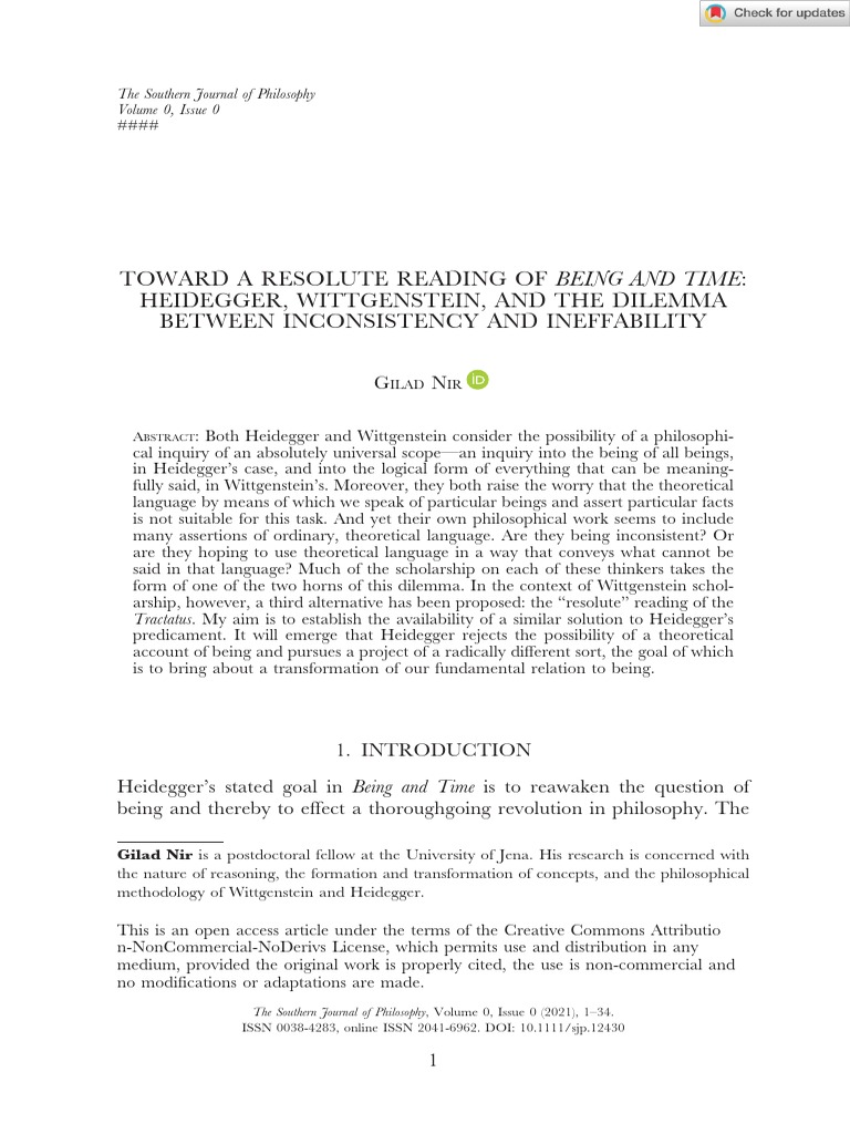Gilad nir toward a resolute reading of being and time pdf martin