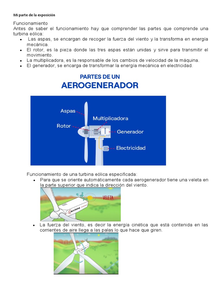 Funcionamiento y tipos de aerogeneradores | PDF | Energía eólica | Turbina