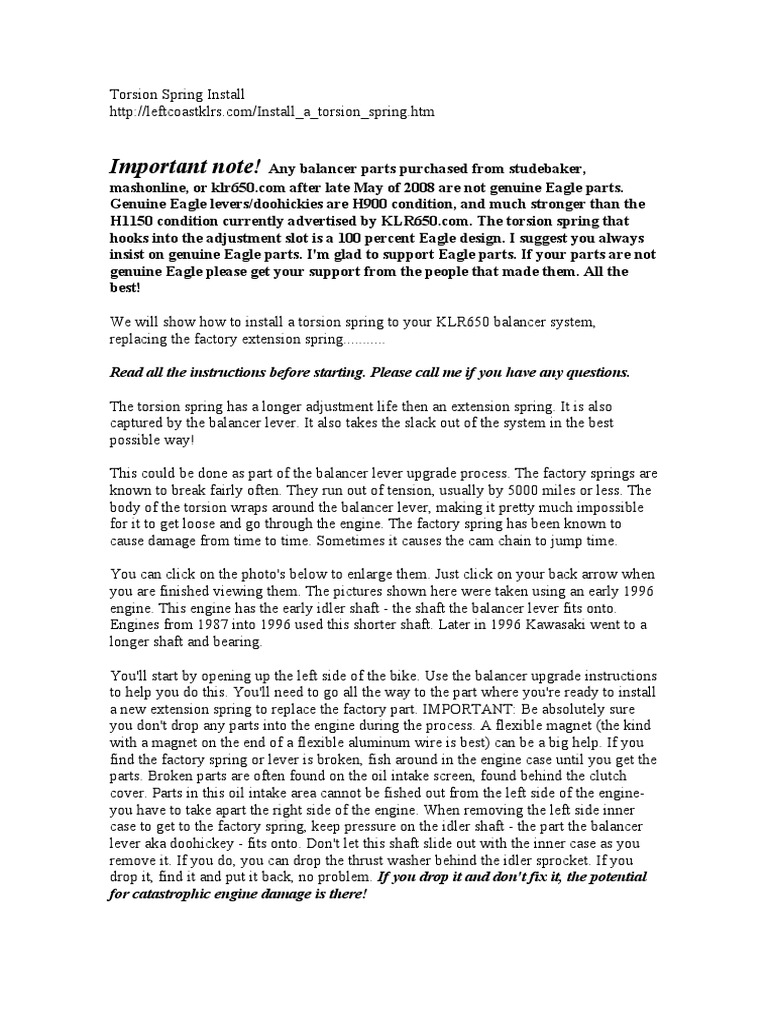 Eagle Mike Torsion Spring Install PDF