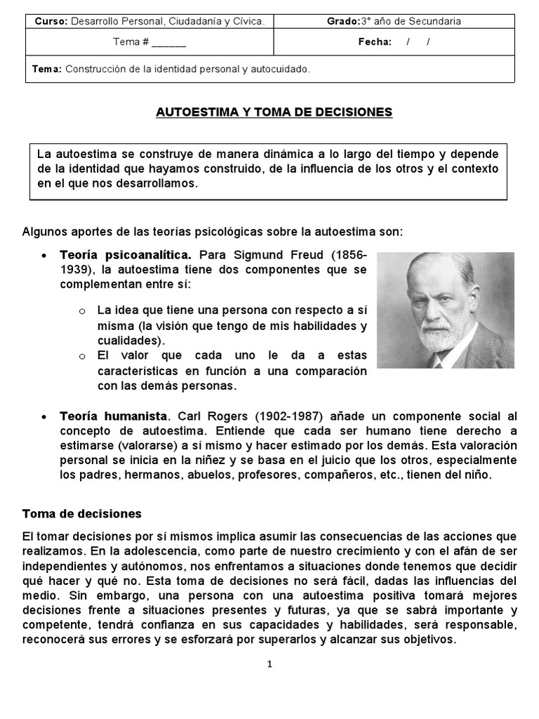 Autoestima y Toma de Decisiones en Adolescencia | PDF | Ciencia y ...
