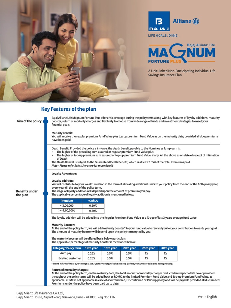 Bajaj Allianz Magnum Fortune Plus Overview | PDF | Insurance | Life ...