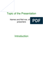 Addtional Guidelines For The Presentation