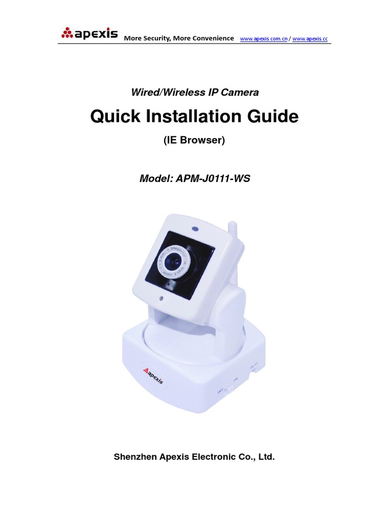 IP Camera APM-J0111-WS Setup Guide | PDF