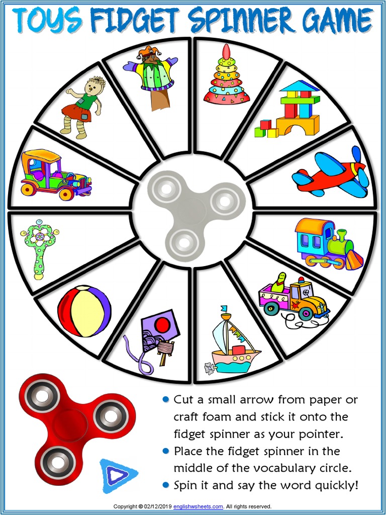 Toys Vocabulary Esl Printable Fidget Spinner Game For Kids | PDF