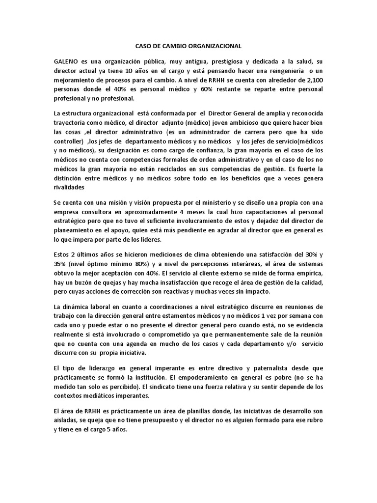 UPN Caso I Cambio Organizacional | PDF | Crecimiento personal y profesional
