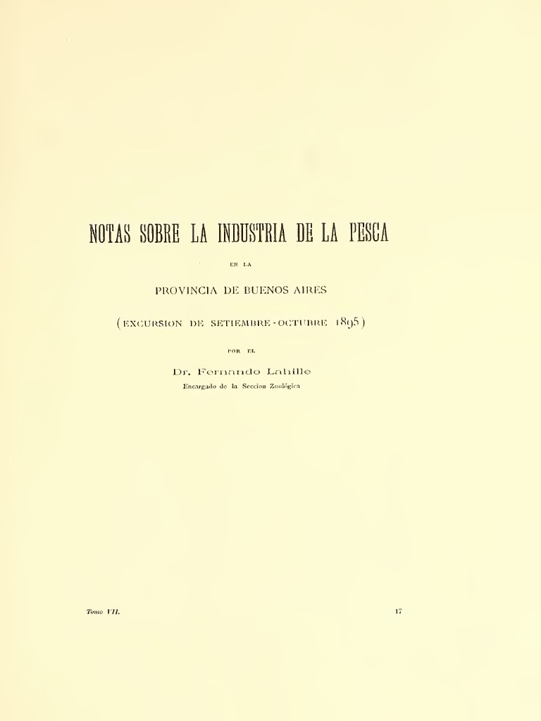 LAHILLE Fernando (1896) Notas Sobre La Industria de La Pesca Museo
