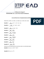 Cálculo II - Cap. 2 - Lista Complementar 2