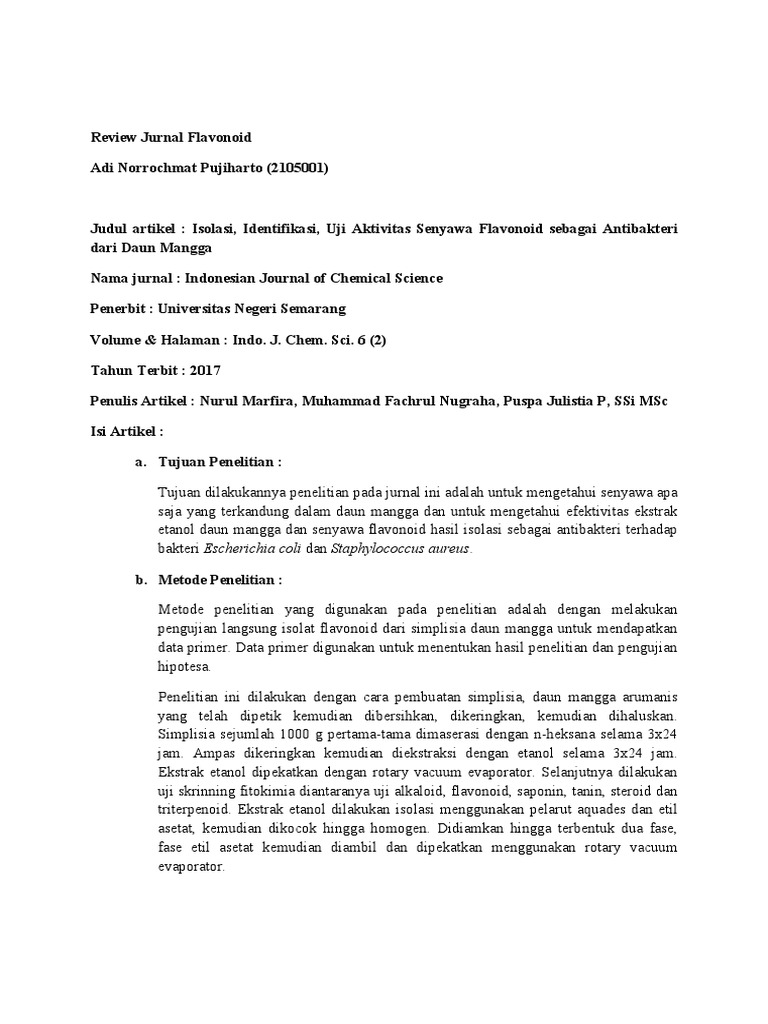 Review Jurnal Flavonoid Adi Pujiharto PDF