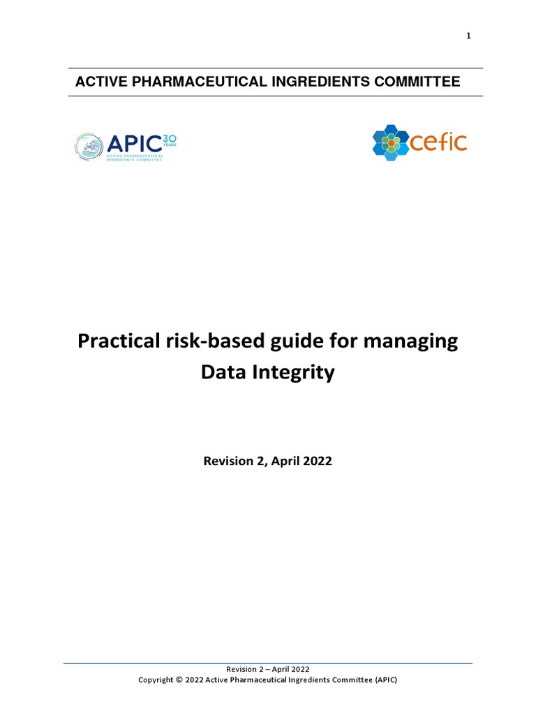 Data Integrity Best Practices Guide For API Rev 2 Final April 2022 | PDF