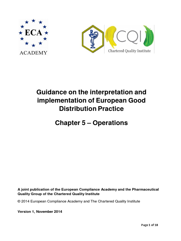 Article Regulatory 2014 GDP Guideline Chapter5 Operation | PDF