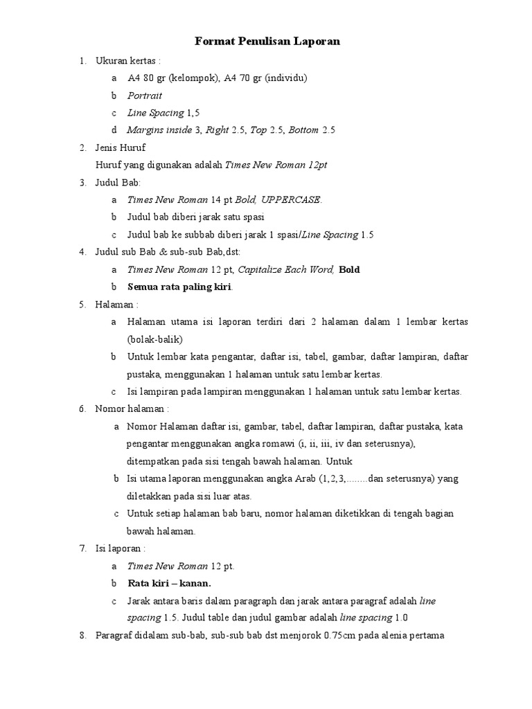 Format Penulisan Laporan | PDF