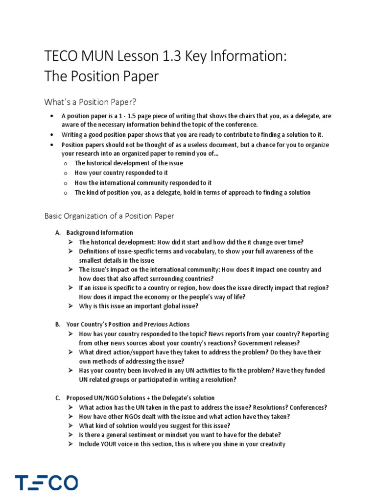 Writing Effective Position Papers | PDF | Non Governmental Organization ...