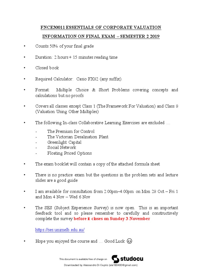 Formula Sheet | PDF
