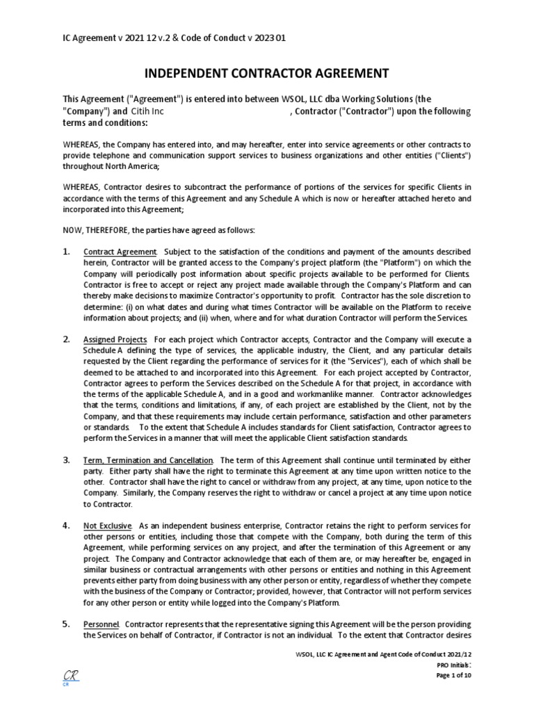 Independent Contractor Agreement PDF