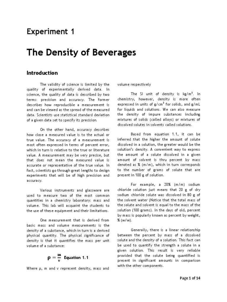 Density of Beverages PDF