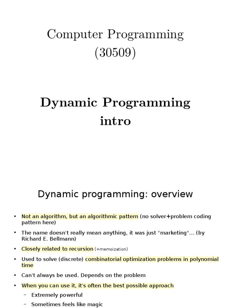 Dissecting Dynamic Programming — Top Down – YLRDTO