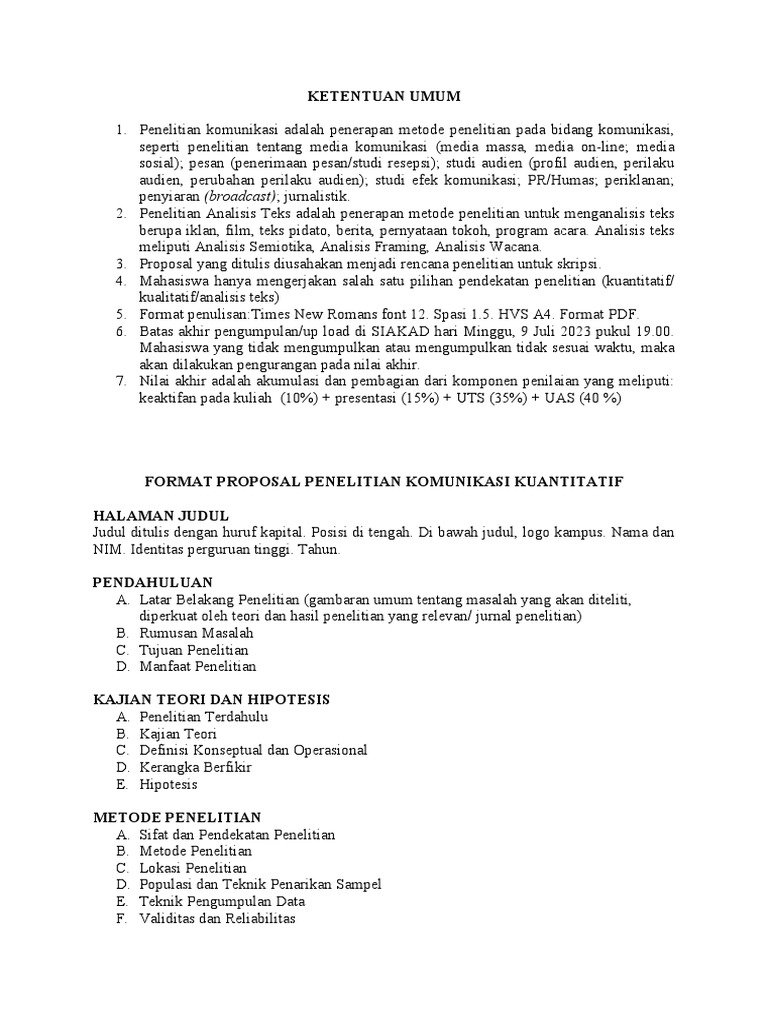 Struktur Proposal Penelitian Komunikasi | PDF | Karier & Perkembangan ...