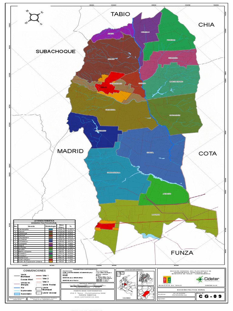 Mapa de Tenjo y sus Veredas | PDF