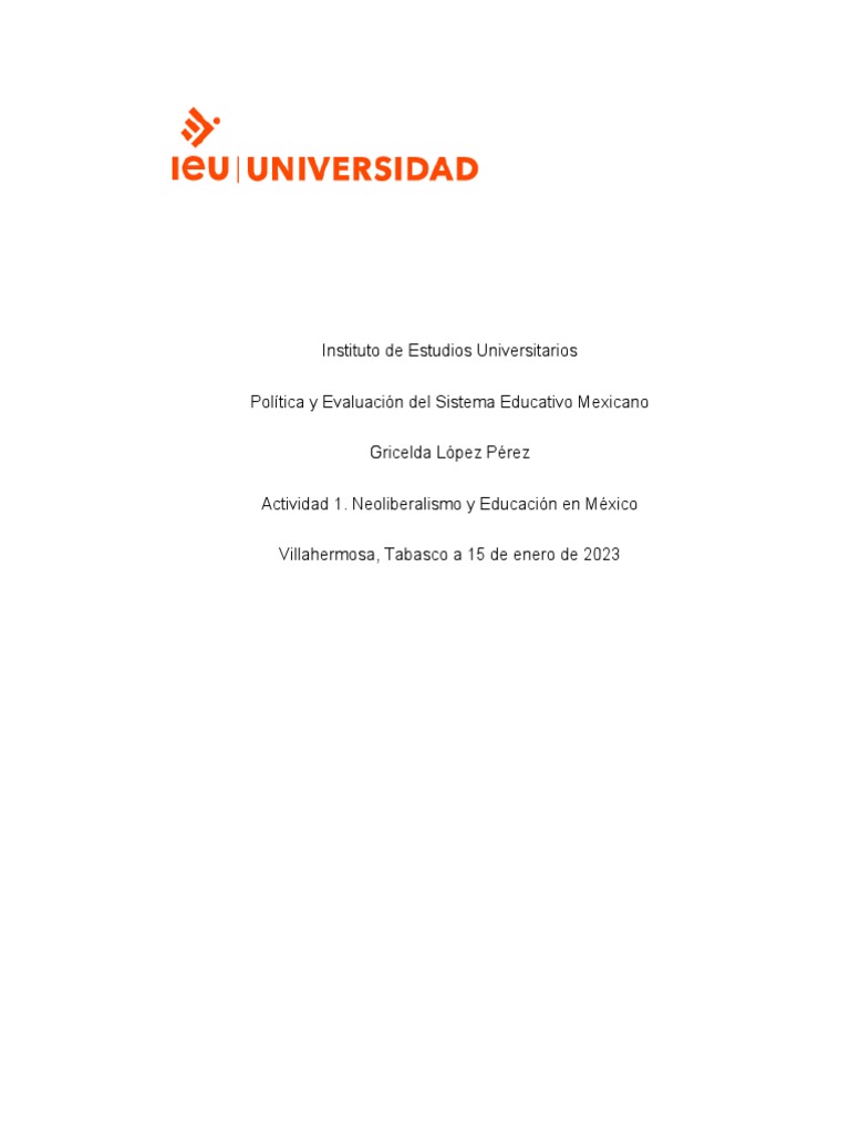 Neoliberalismo y Educación en México | PDF
