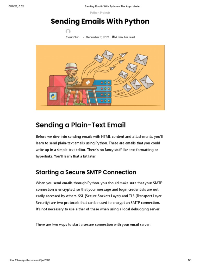 Sending Emails With Python - The Apps Blaster | PDF | Transport Layer ...