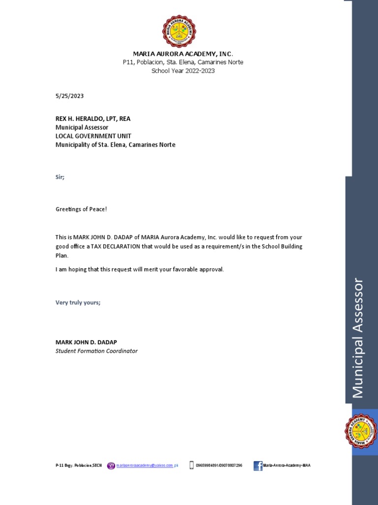 Request letter To Assessor PDF