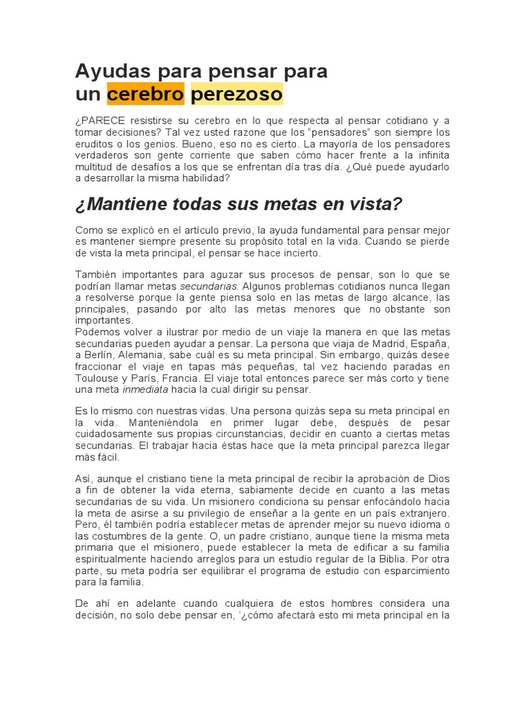 Estrategias para Mejorar el Pensar | PDF | Pensamiento