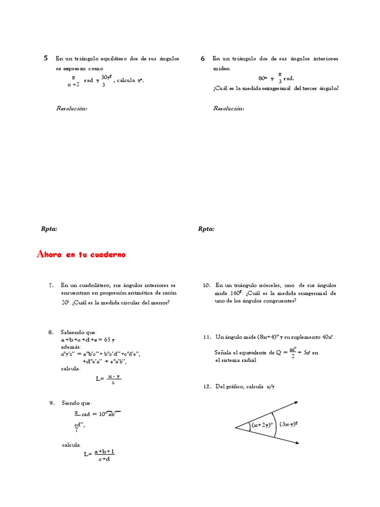 Sistemas de Medicion Angular para Cuarto Grado de Secundaria | PDF