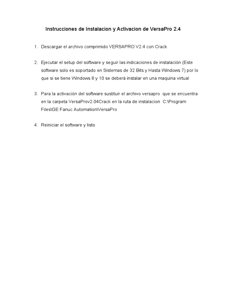 Instalacion y Activacion de VersaPro 2.4 PDF